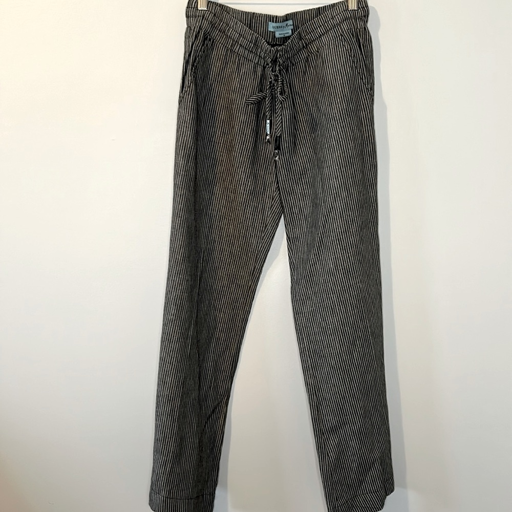 Guess Linen Striped Wideleg Pants